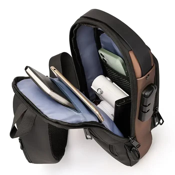 Sac à bandoulière multifonction antivol USB