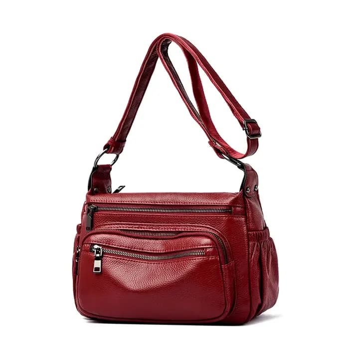 Sac à bandoulière multi-poches en cuir de vache pour femmes