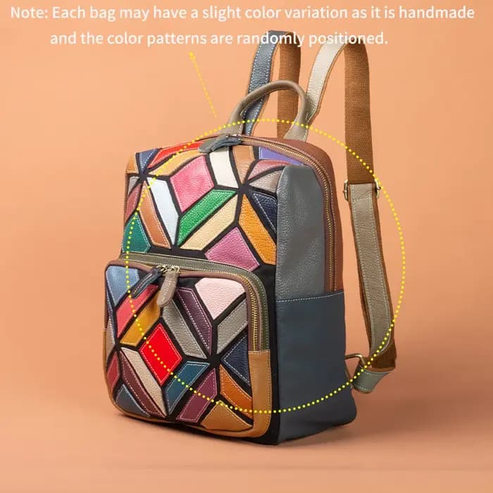 Patchwork en cuir véritable sac à dos femme Vintage véritable cuir de vache sacs à bandoulière mode