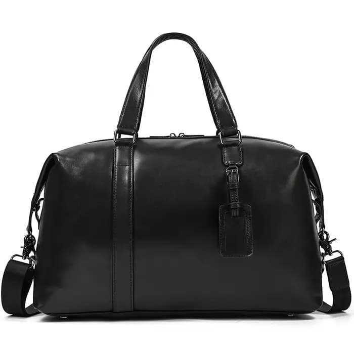 MAHEU – sac de voyage noir en cuir de vache pour hommes et femmes