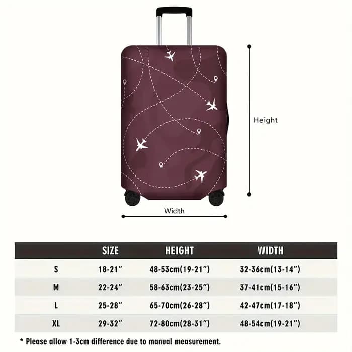1 housse de bagage à imprimé avion de couleur marron pour bagages de 18 à 32 pouces ; accessoires de voyage anti-poussière et élastiques pour une protection efficace.