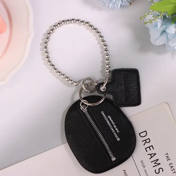 Accessoires de sac tendance en cuir PU noir texturé, porte-clés, porte-monnaie, breloque, cadeau