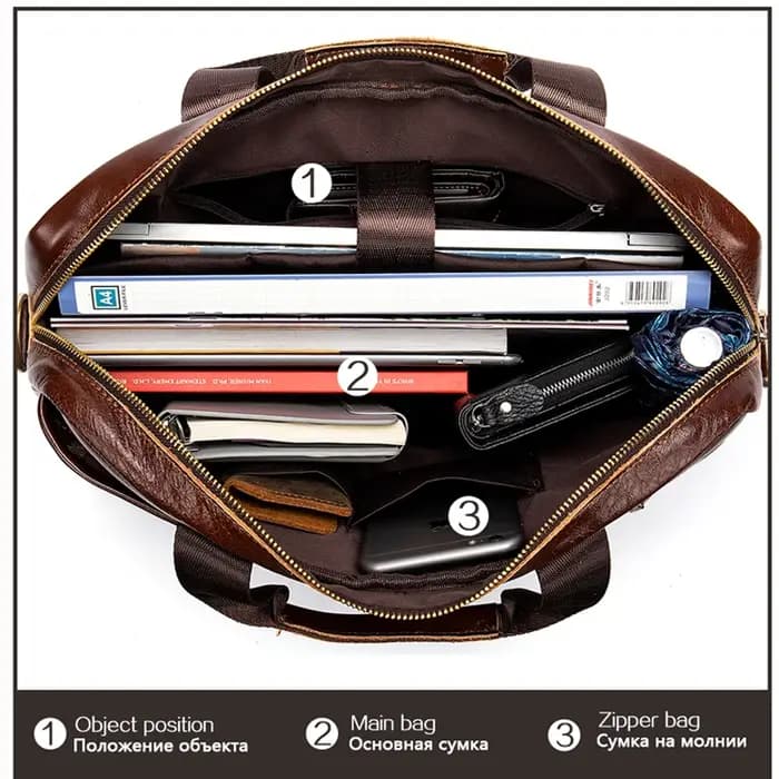 WESTAL – sac en cuir véritable pour hommes, sacoche pour ordinateur portable, mallette pour Document