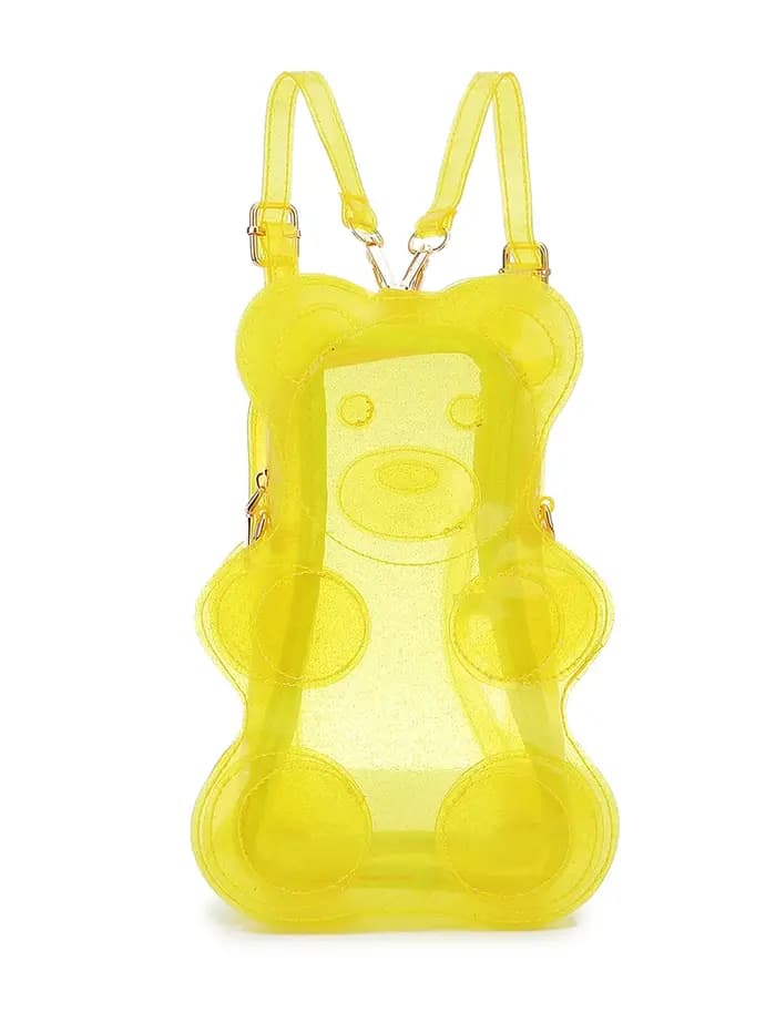 Mini sac à dos transparent en forme d'ours pour femme