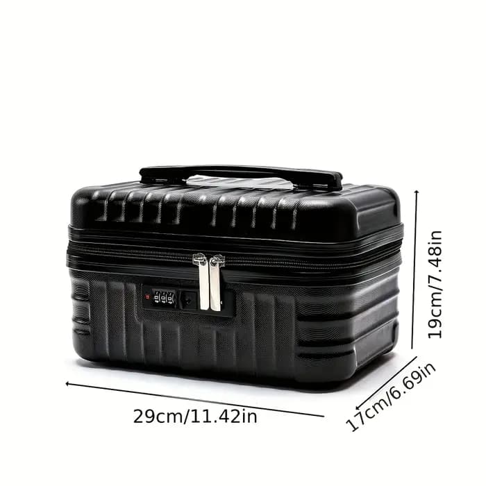 Valise de toilette portable avec serrure à code, poignée intégrée, grande capacité, pour voyages courts, activités de plein air et rangement quotidien