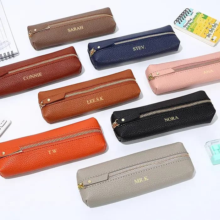 Pochette à stylos personnalisée en cuir PU tendance
