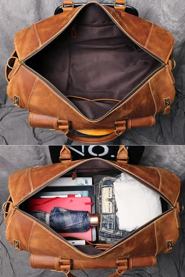 MUNUKI Vintage Crazy Horse sac de voyage en cuir véritable grand sac à bagages hommes sac de sport