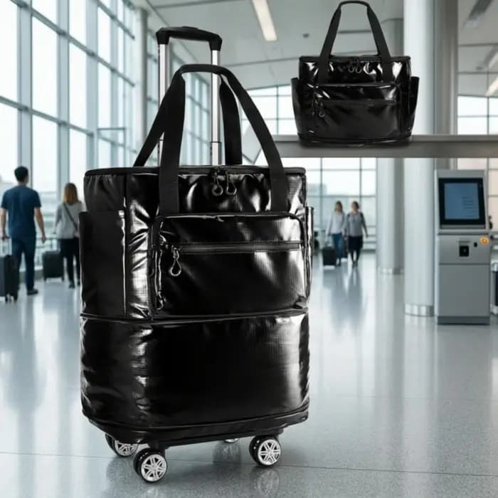 Sac de voyage à roulettes pliable avec chariot, bagage portable léger pour les voyageurs, bagage à main, gym