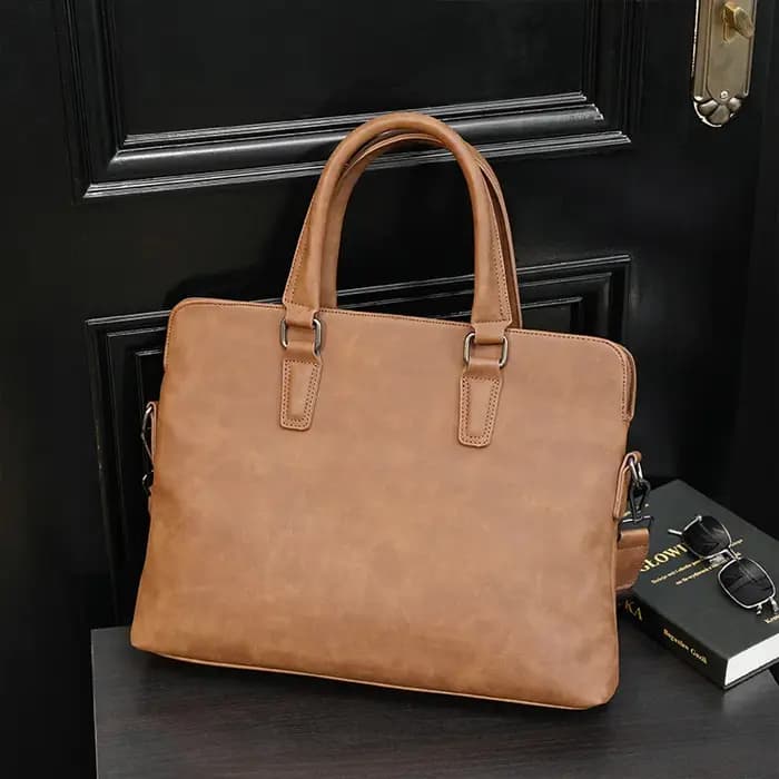 Sac à main d'affaires vintage en cuir PU pour homme