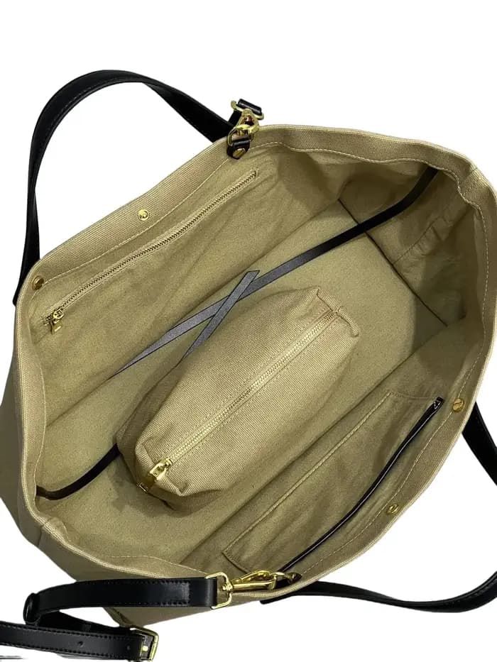 Sac à main fourre-tout en toile et cuir pour femmes