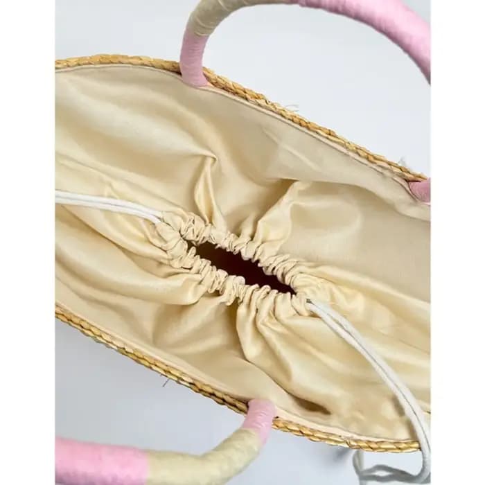 Grand sac fourre-tout en paille brodé motif cocotier