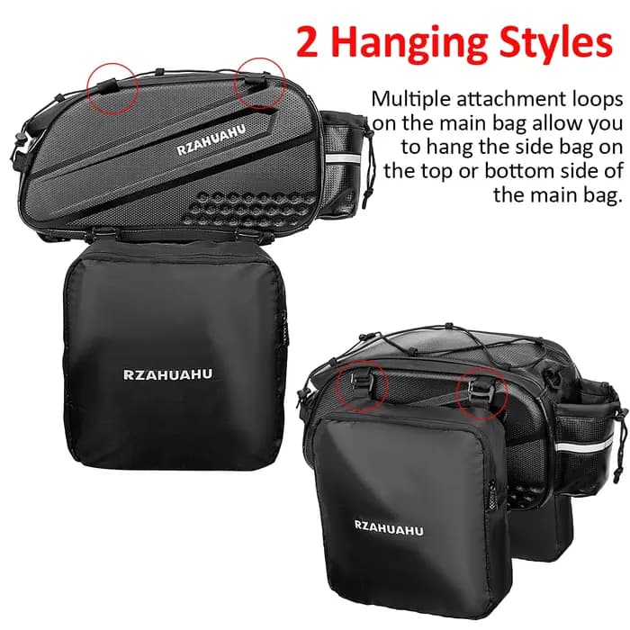 Sac de siège arrière de vélo étanche avec 2 sacs latéraux