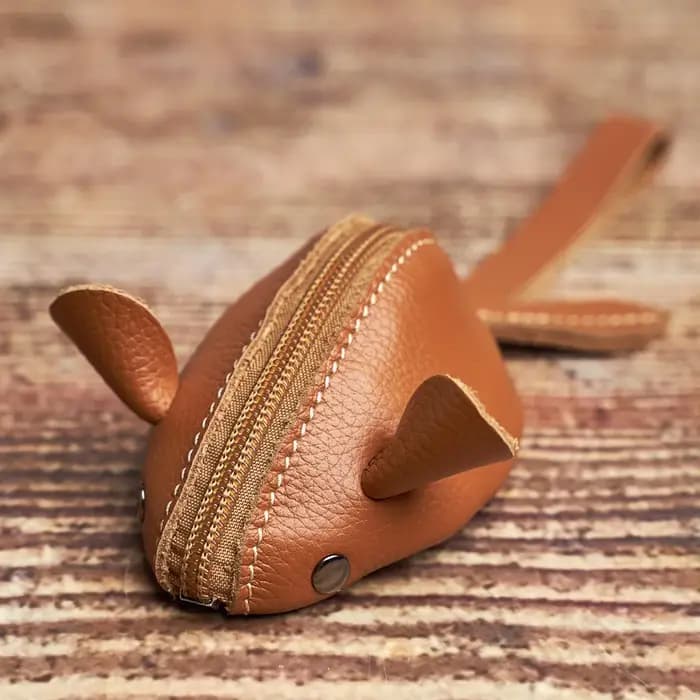 Vintage Mini porte-monnaie en cuir véritable petit portefeuille hommes femmes marron mode mignon souris sac de rangement tendance fermeture éclair poche NUPUGOO