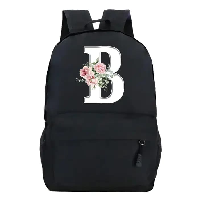 Étudiant dames Rose Floral Alphabet blanc impression sac à dos femmes fleur Harajuku cartables femme