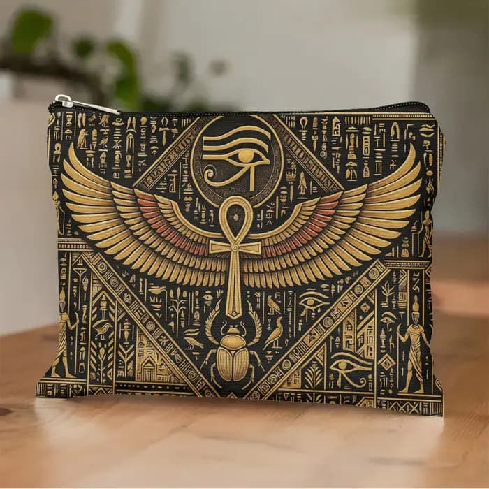 Un sac de maquillage égyptien – Jolie pochette multifonctionnelle à fermeture éclair pour femmes, sa