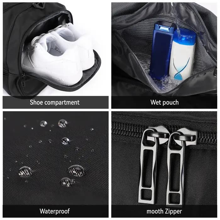 Sac de sport sac polochon de voyage avec poche humide et compartiment à chaussures pour hommes femmes imperméable grand week-end sac à dos de nuit