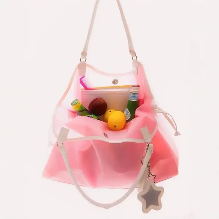 Sac à main transparent en PVC couleur bonbon, imperméable, grande capacité, sac bandoulière portable tendance, sacs de rangement à la mode