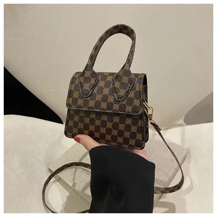 Sac à main carré rétro imprimé tendance pour femme, mini sac à bandoulière, design quadrillé simple,