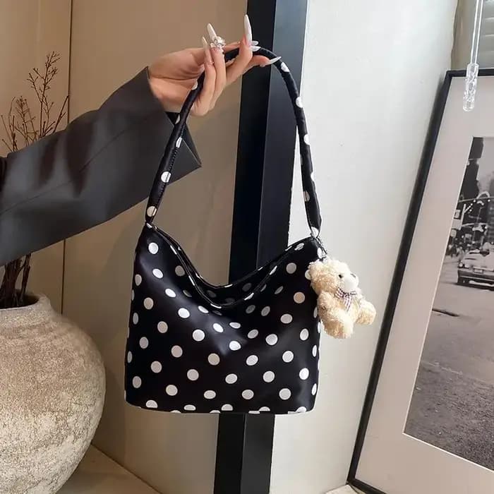 Sac fourre-tout tendance à pois pour femmes