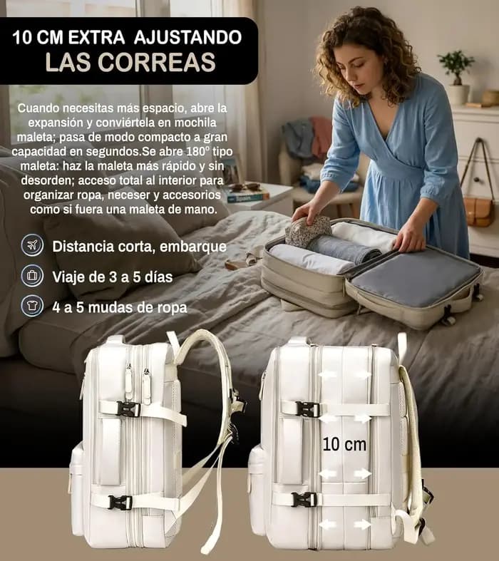 Sac à dos de voyage pour cabine d'avion, extensible, portable, bagage à main, 15,6 pouces, grande capacité, imperméable, s'ouvre comme une valise