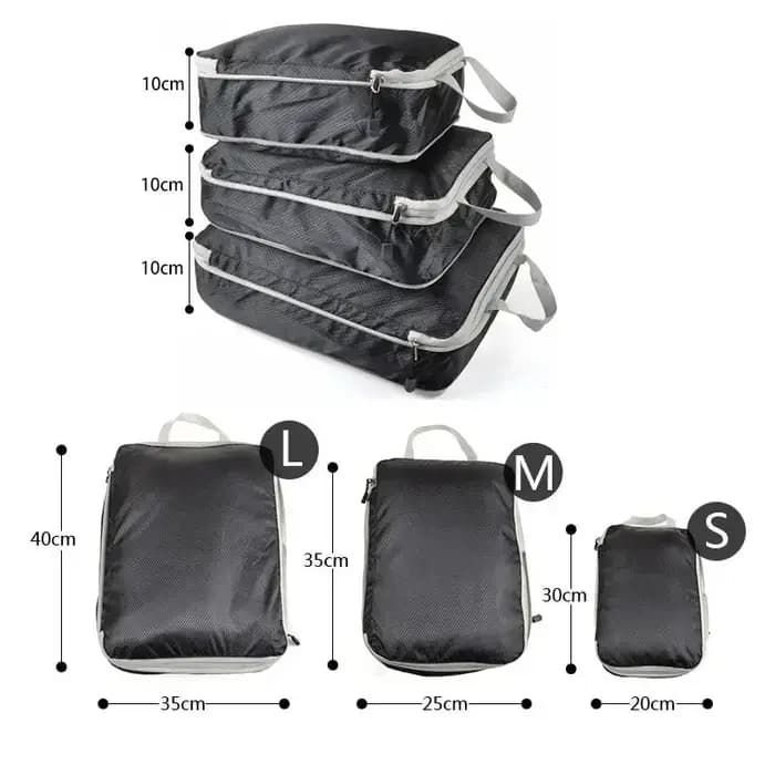 Sac de rangement de voyage compressible noir/bleu/gris