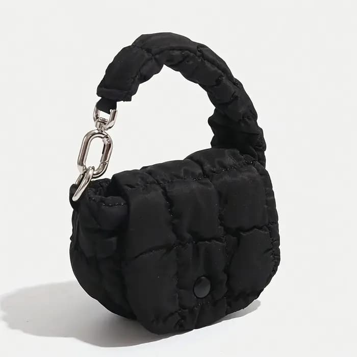 Mini sac banane noir léger et sécurisé avec fermeture à bouton, pochette décorative pour pièces de m