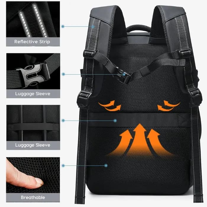 BANGE sac de cabine antivol séparation humide et sèche sac à dos de voyage pour hommes femmes bagage à main 15.6 pouces sacs à dos d'ordinateur portable pour homme