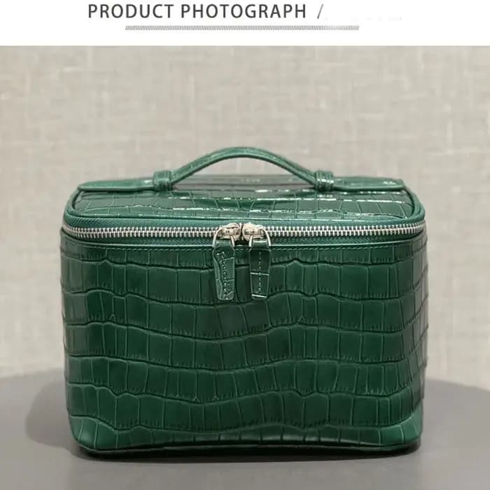 Trousse de maquillage en cuir de vache de première couche à motif Crocodile
