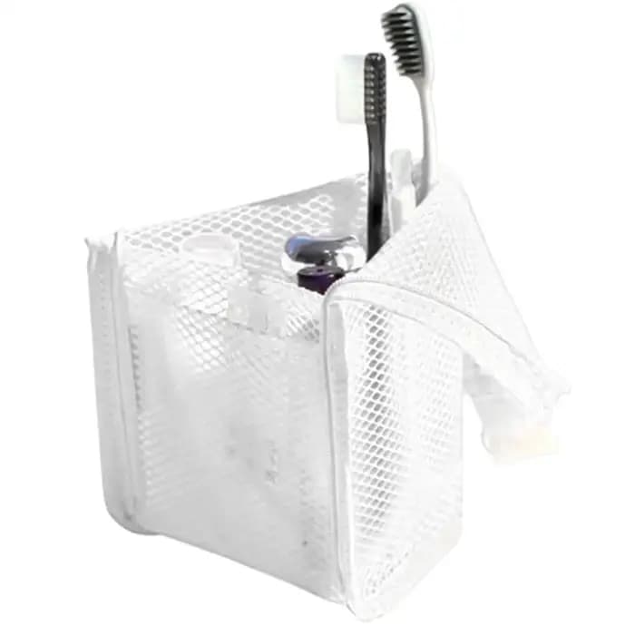 Trousse de Maquillage Verticale Pliable et Suspendable, Pochette de Voyage pour Brosse à Dents, Dentifrice et Nettoyant Visage