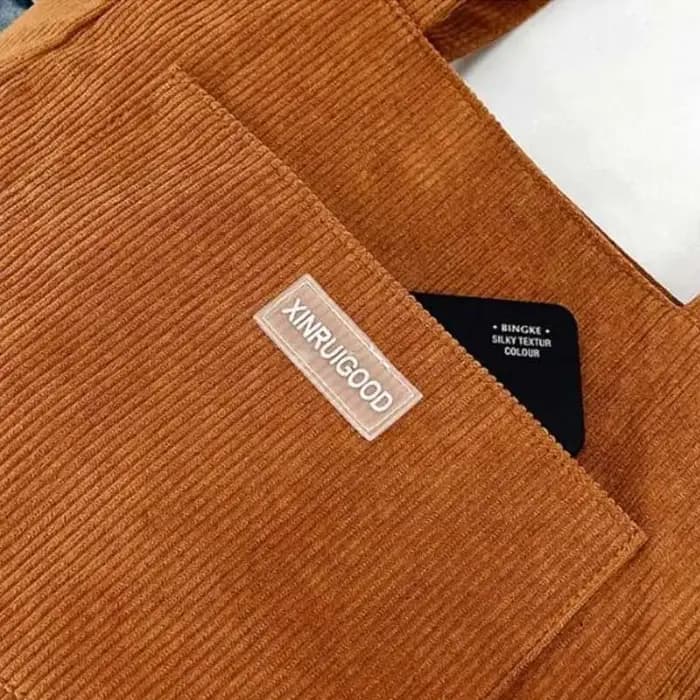 Sac à bandoulière De grande capacité sac fourre-tout en velours côtelé tendance sac à main pour dames De couleur unie
