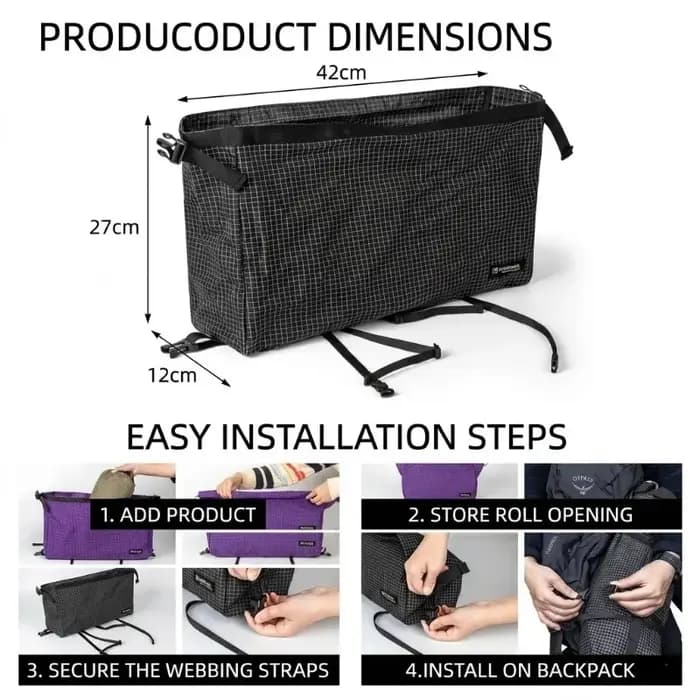 Sac à dos ultraléger en Dyneema avec couvercle supérieur