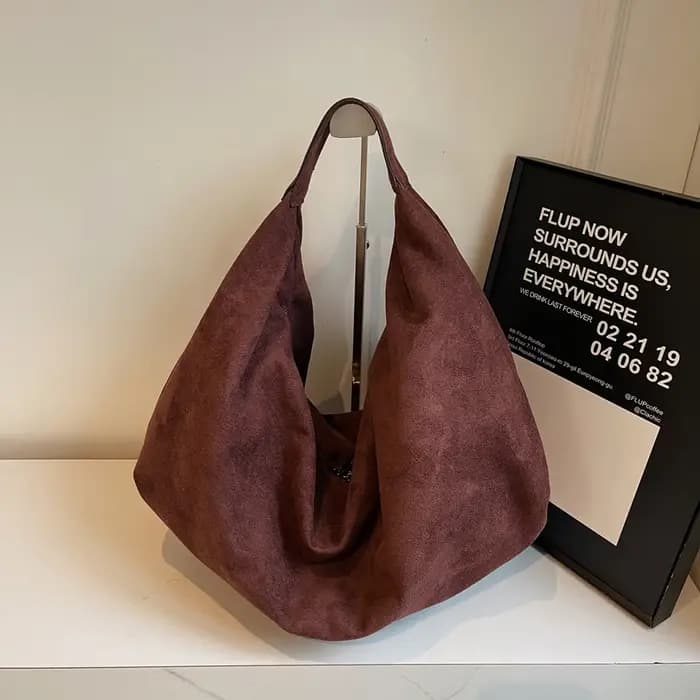 Sac fourre-tout en daim avec fermeture éclair pour femme
