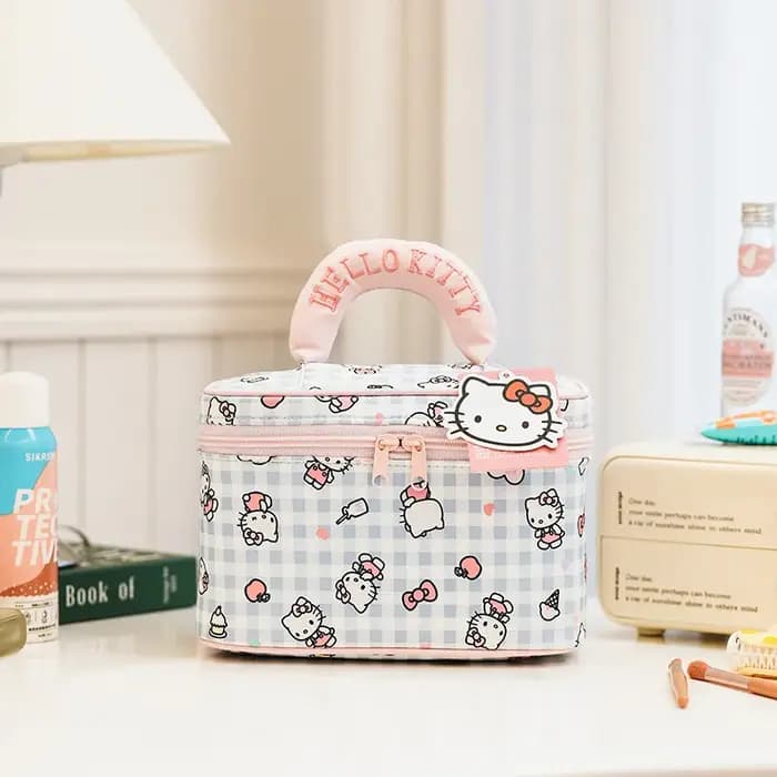 Sac à cosmétiques portable de grande capacité, dessin animé Hello Kitty, sac de rangement de toilett
