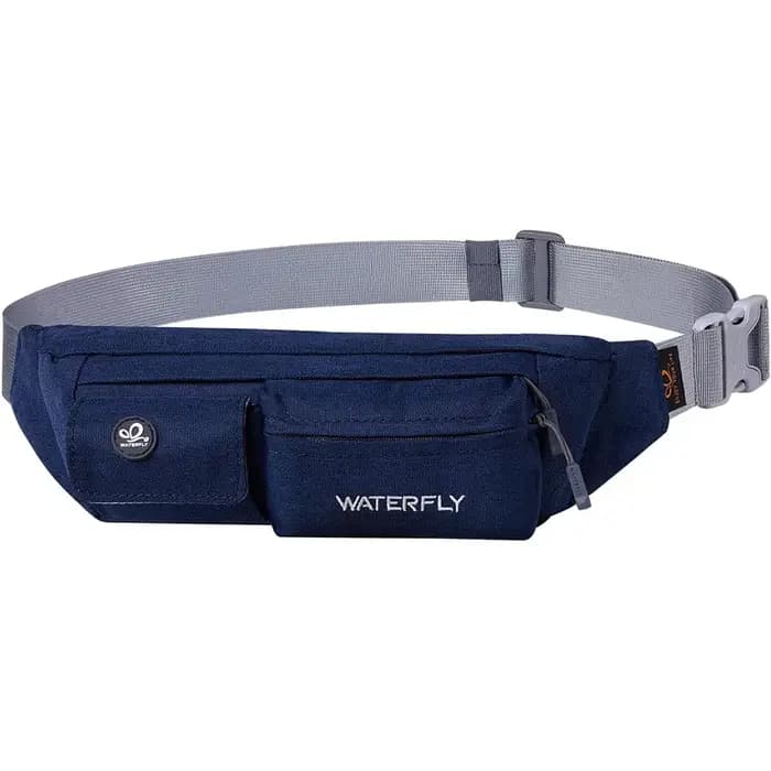 WATERFLY Fanny Pack pour femmes hommes petite pochette de taille sac de ceinture mince avec 4 poches pour la marche sac de poitrine à bandoulière léger