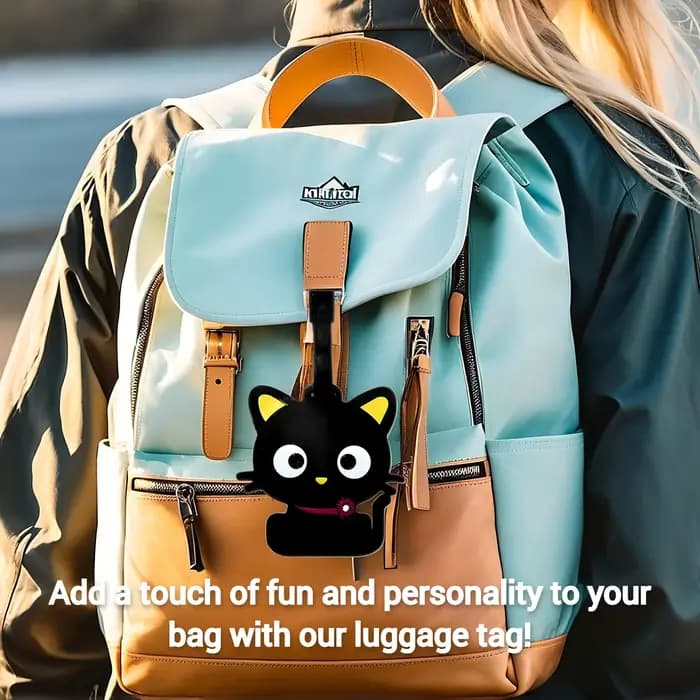 Étiquette de bagage portable motif animaux mignons (chat