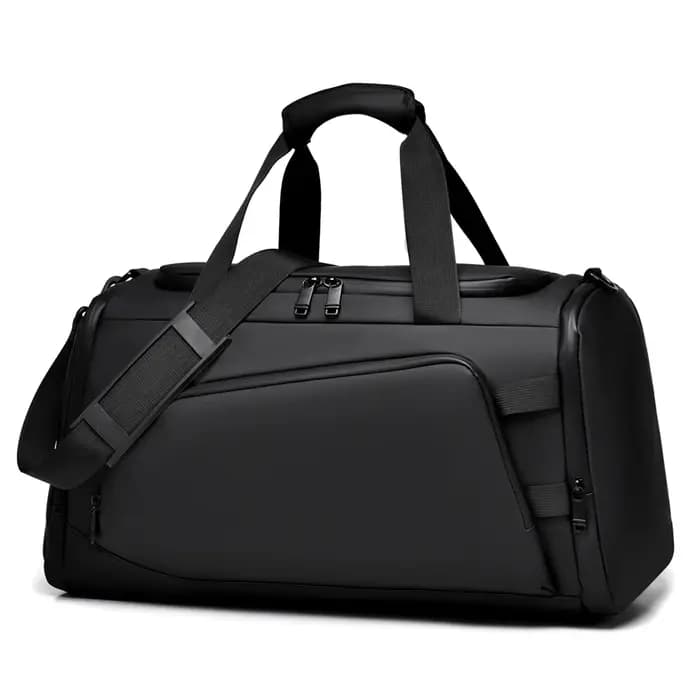 Sac de voyage pour homme en nylon avec compartiment à chaussures indépendant style décontracté pour sport et week-end universitaire bleu beige