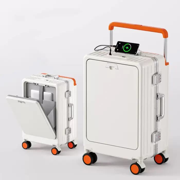 Valise cabine à ouverture frontale avec roulettes pivotantes