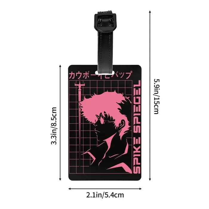 Étiquettes de bagages personnalisées Cowboy Bebop Anime, dessin animé manga personnalisé Étiquettes de bagages avec couvercle de confidentialité et étiquette d'identification