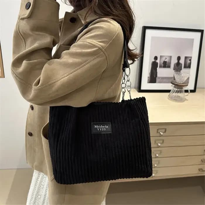Sac fourre-tout chic en velours côtelé