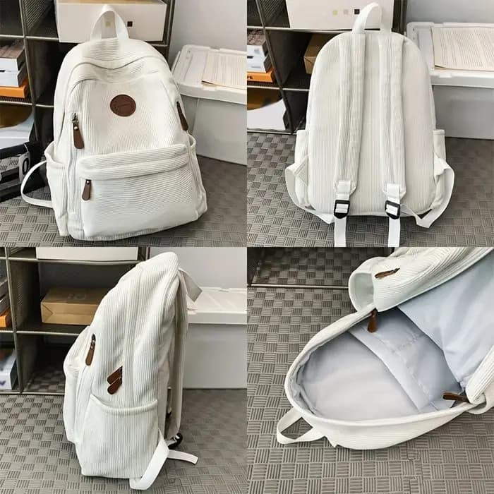 Sac à dos en velours côtelé vert olive pour femme