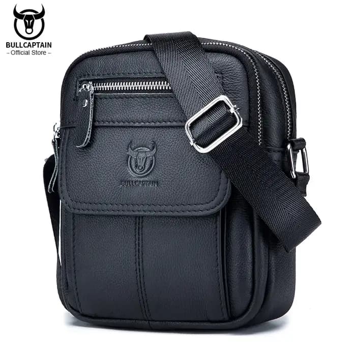 Bullcaptain-Sac en cuir de vachette pour homme, sac messager d'affaires, mini poche de grande capaci
