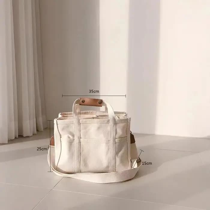Sac fourre-tout en toile multi-poches tendance