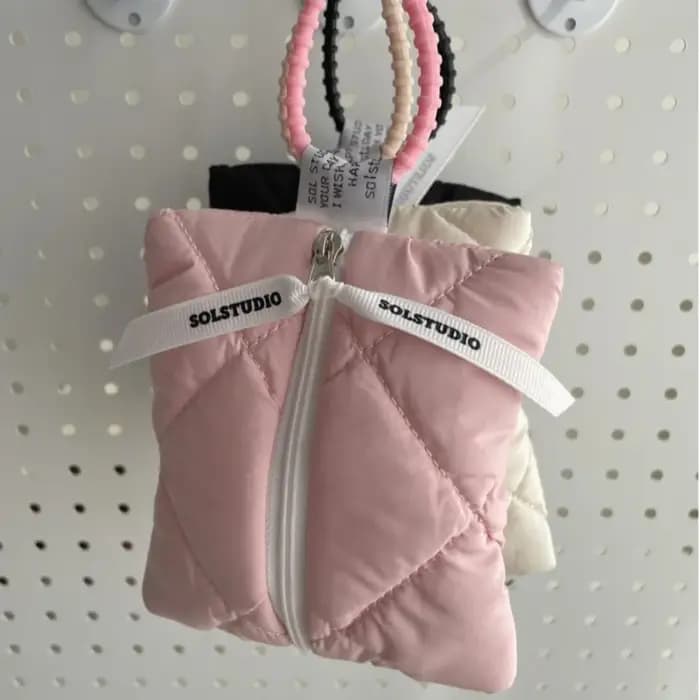 Mini sac à cosmétiques matelassé en coton