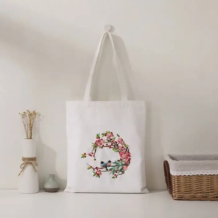 Kit de broderie de sac à main en toile florale pour débutants