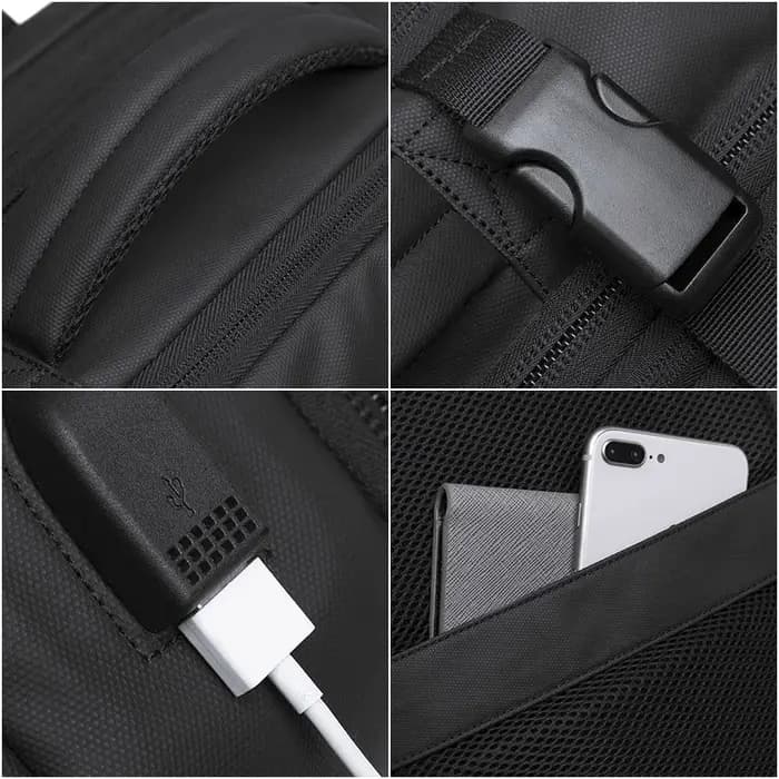 BANGE voyage sac à dos hommes affaires sac à dos école extensible USB sac grande capacité 17.3 ordinateur portable