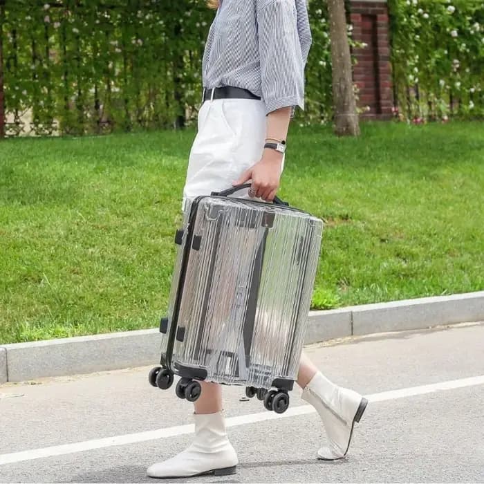 Valise transparente Internet célébrité bagages ultra-léger 20/24 pouces sacs de voyage mâle mode tendance mot de passe chariot femme 캐