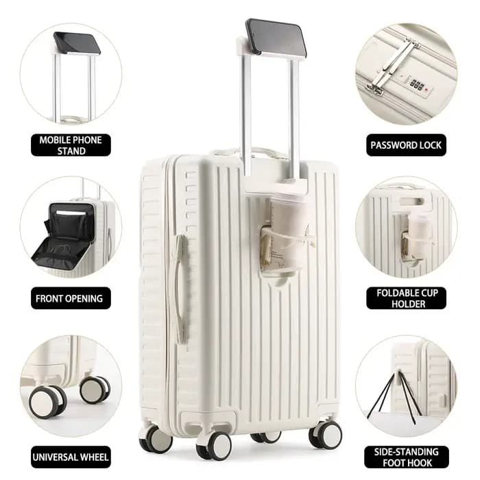 Porte-bagages à main à ouverture frontale, support de téléphone caché, compartiment humide/sec, 20 p
