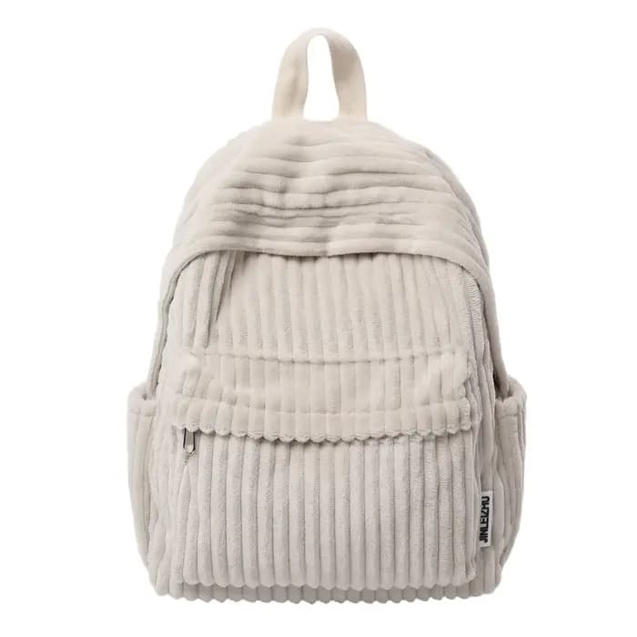 Sacs à dos en velours côtelé avec fermeture éclair, grande capacité, personnalité rétro, poche intér