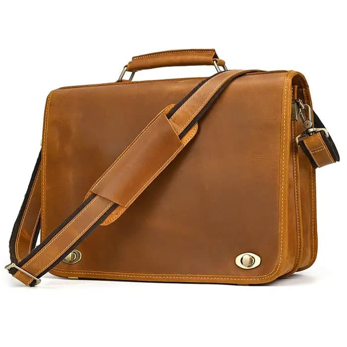Sac pour ordinateur portable en cuir véritable personnalisé pour hommes
