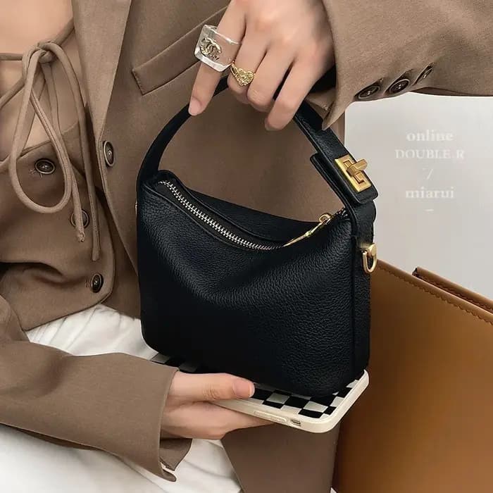 Sac à main simple et rétro, sac à bandoulière, petit sac carré en cuir souple